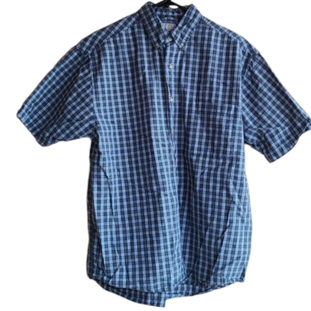 🛒3 For $10 🛍 Arizona Jean Company Blue Plaid Casual Button Down Shirt